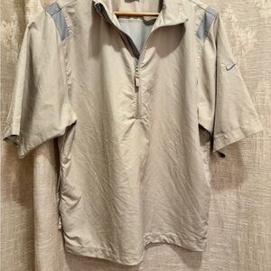 Nike Men's Tan and Blue Quarter-Zip Polo